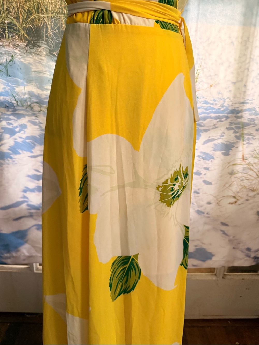 New York & Company Yellow & White Floral Wrap-Style Maxi Skirt - Picture 2 of 10